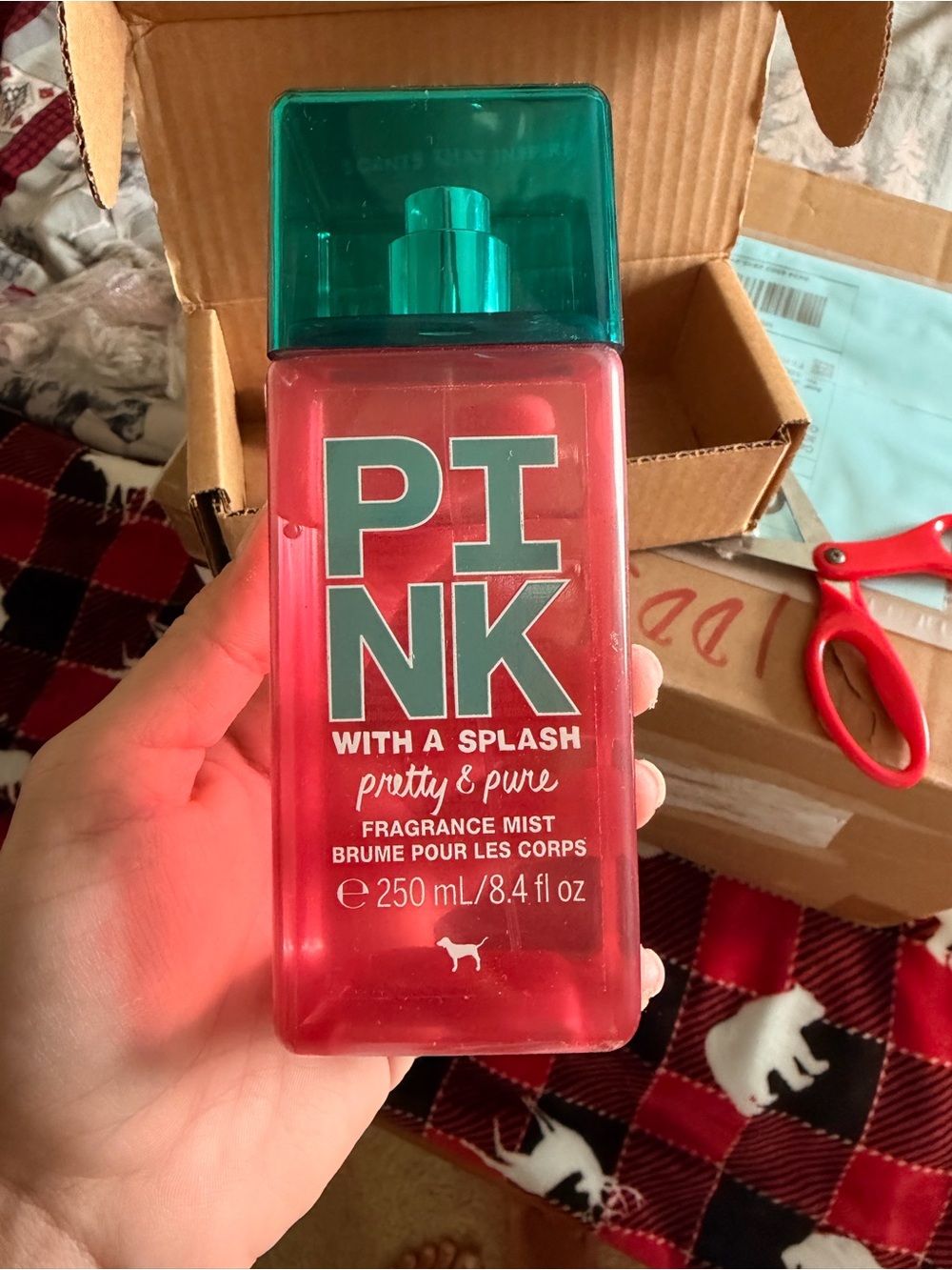 PINK Victoria's Secret Fragrance Mist Bottle in Pink with Teal Cap